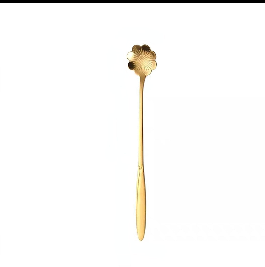 Wholesale Golden Cherry Blossom Spoon Stainless Steel